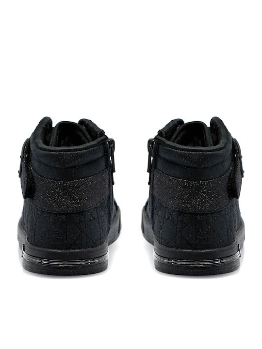 Shoutouts Quilted Kicks Kids Boots with Zipper Black