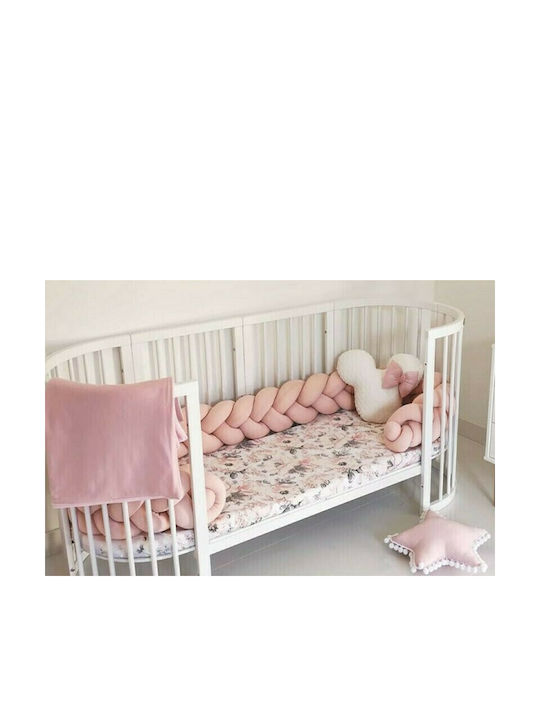 IngVart Convertible Baby Crib Smart Oval Oak for Mattress 60x125cm