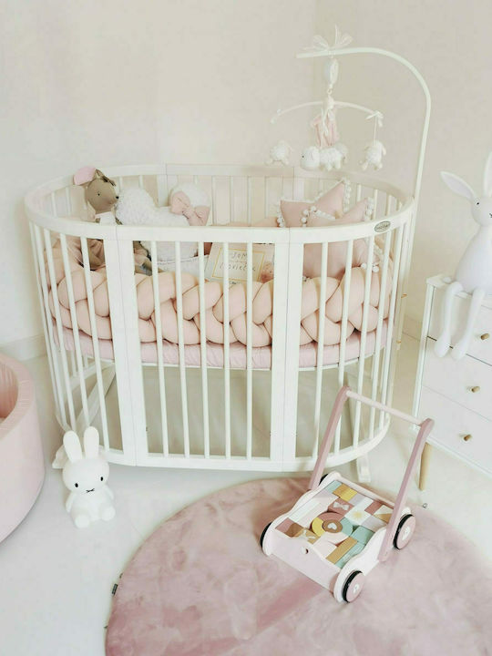IngVart Convertible Baby Crib Smart Oval Oak for Mattress 60x125cm