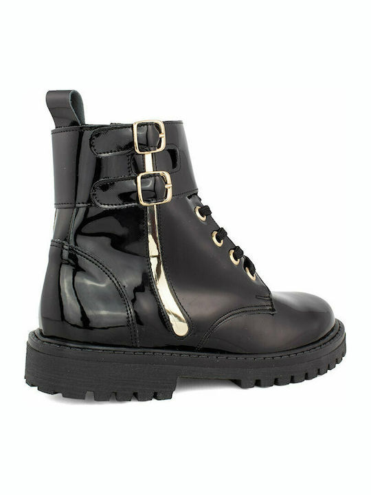 1821 Anatomical Leather Kids Boots with Zipper Black
