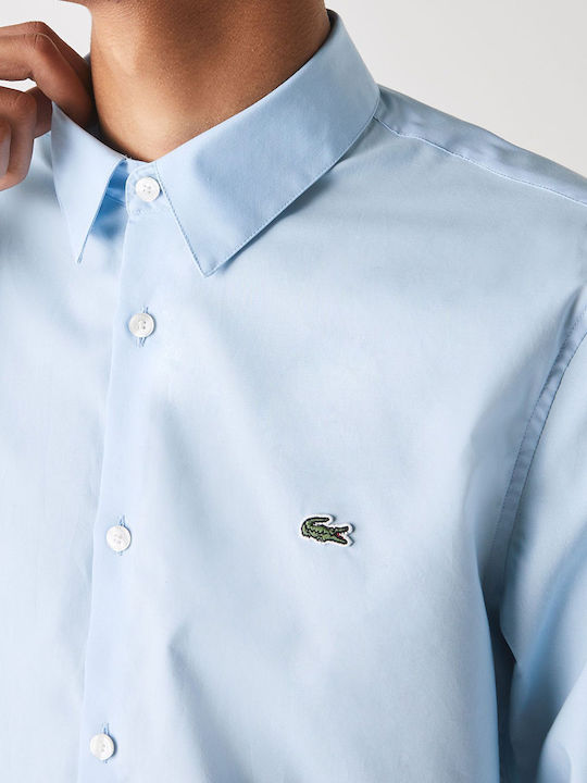Long Sleeve Cotton Shirt In Narrow Fit Light Blue
