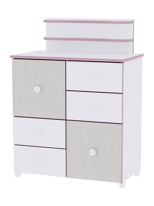 Cupboard Baby Dresser with 4 Drawers White-Coffee 83x71x96cm