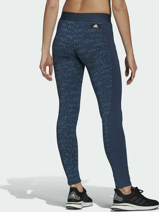 Adidas Sportswear Allover Print Ausbildung Frauen Lang Leggings Blau