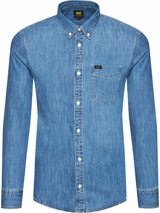 Cu mânecă lungă Denim Cămașă Albastru