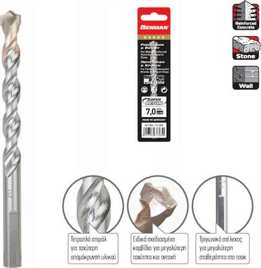 Benman Diamond Drill Carbide with Triangular Shank for Masonry 12x300mm