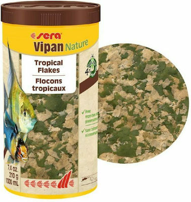 Sera Vipan Nature Tropical Fish Food Flakes with Spirulina 100ml