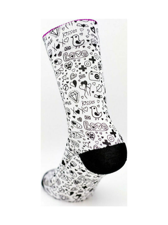 Noho Airlite Doodle Γυναικείες Κάλτσες Λευκές