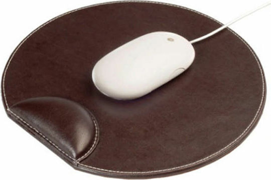 Osco Mouse Pad with Wrist Support Brown 250mm 1935 Leather