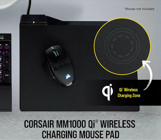 Corsair MM1000 Qi Gaming Mouse Pad Medium (350mm) Black CH-9440022-EU
