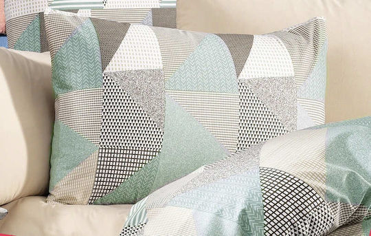 Dimcol Куин сайз 220x240 Geometrical 330 Зелено - Бежово