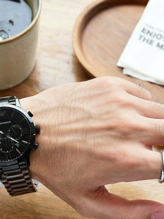 Emporio Armani Men's Watch 40mm Battery with Black Metal Bracelet