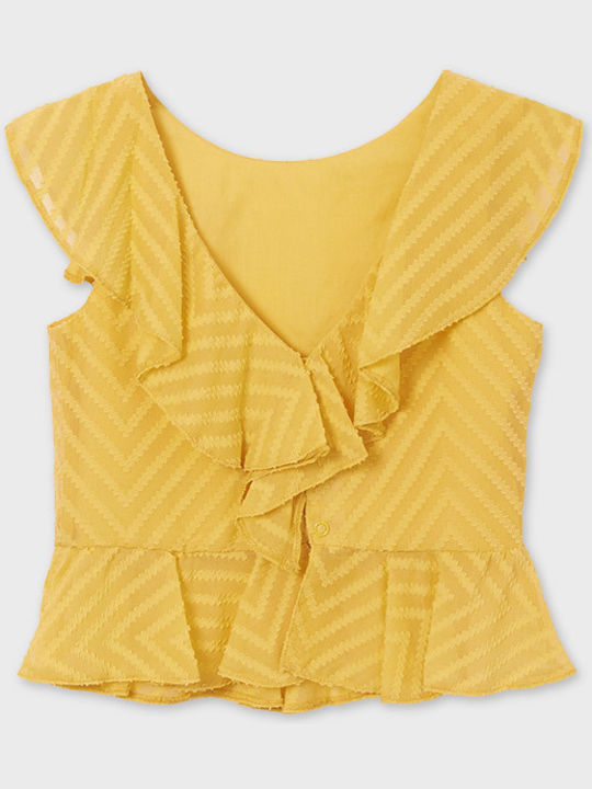 Mayoral Kids' Shirt Short Sleeve Yellow