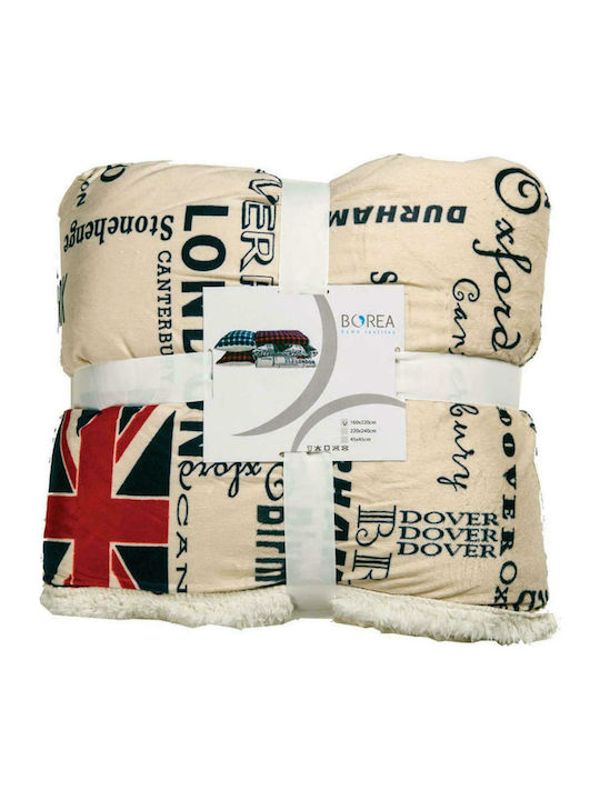 Borea New England Flag Velvet Blanket Double 220x240cm Ecru