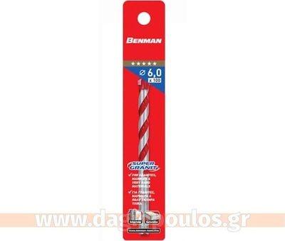 Benman Diamond Drill Carbide with Cylindrical Shank for Masonry, Glass and Tiles 10x140mm