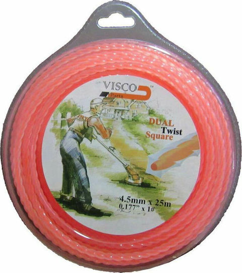 Visco Parts 4525 Square Twist Brush Cutter Trimmer Line 25m Length and 4.5mm Thickness