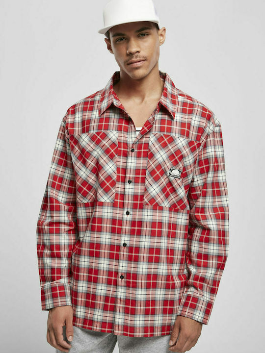 Southpole SP067 Men's Shirt Long Sleeve Checked Red SP067-02856