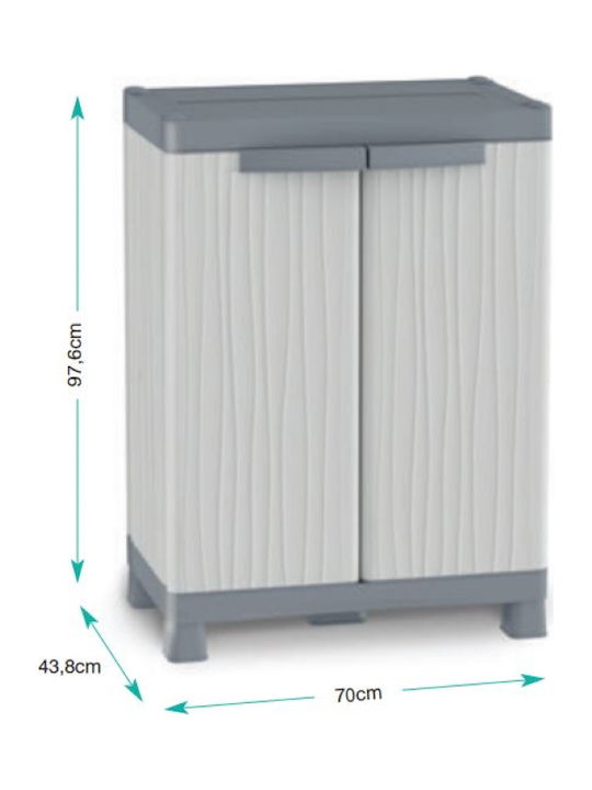 Double-leaf WaveBase Plastic Outdoor Storage Cabinet with Locking Capability with 2 Shelves 70x43.8x97.6 cm