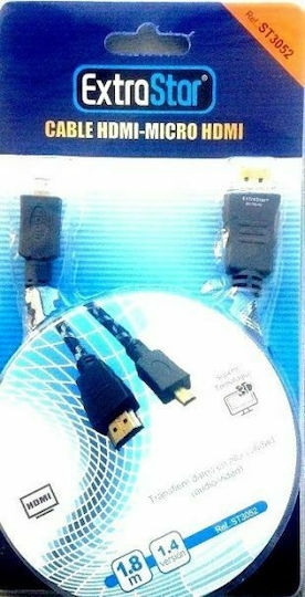 Кабел HDMI Мъжки - Микро HDMI Мъжки 1.8м Черен