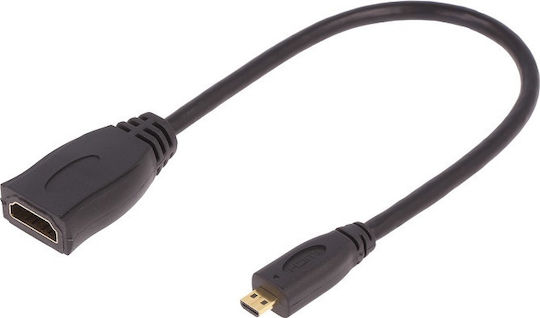 Qoltec HDMI 1.4 Кабел микро HDMI мъжки - HDMI женски 0.2м Черно