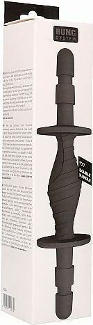 Hung System Double Handle Πρωκτικό Dildo Black 30cm