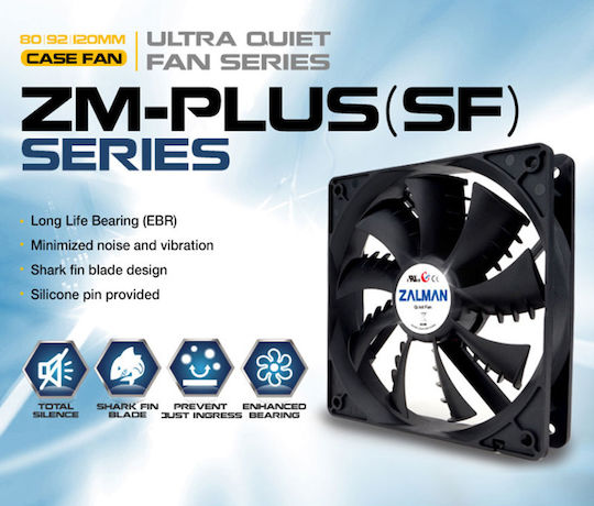Zalman F1 Plus Case Fan 80mm (1700rpm / 20.6cfm) Χωρίς Led Φωτισμό και Σύνδεση 3-Pin
