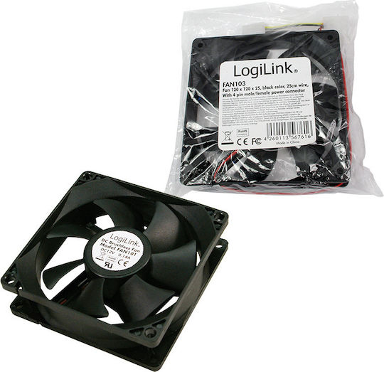 LogiLink FAN103 Case Fan 120mm (2000rpm / 75cfm) Without LED Lighting and 4-Pin Molex Connection