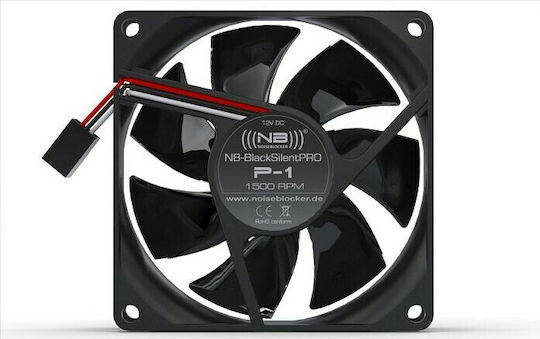 Noiseblocker P1 Case Fan 80mm (1500rpm / 17.25cfm) Without LEDs Lighting and Connection 3-Pin