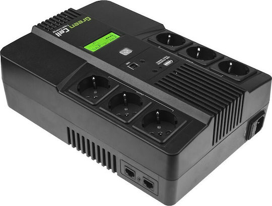 Green Cell AiO UPS Устройства (VI) Интерактивна Линия 600VA 360W с 6 Schuko AC Гнезда