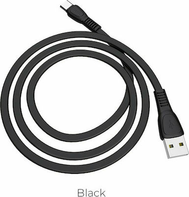 Hoco X40 Noah Flat USB 2.0 Cable USB-C male - USB-A male Black 1m