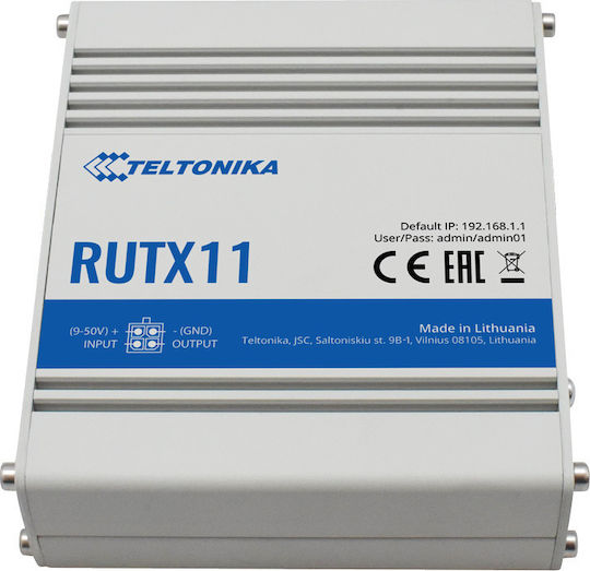 Teltonika RUTX11 v1 Ασύρματο 4G Router Wi‑Fi 5 με 4 Θύρες Gigabit