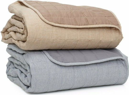Borea Linen Coverlet Single from Polyester Beige 160x220cm