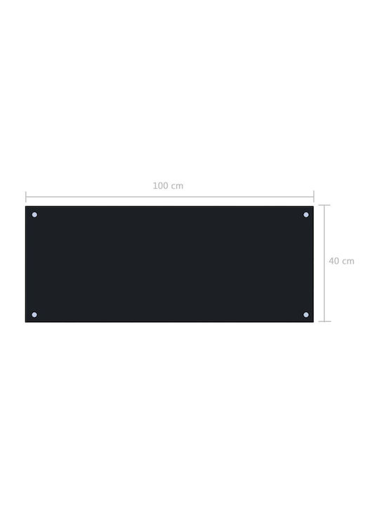 vidaXL Rectangular Back Made of Glass in Black Colour 100x40cm 249490