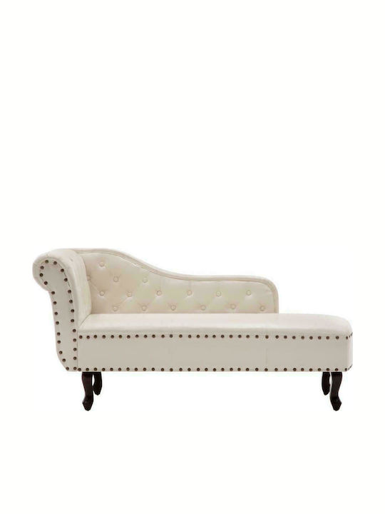 Șezlong Vintage Chesterfield Din Piele Sintetică Ecru L168xL58xÎ77cm