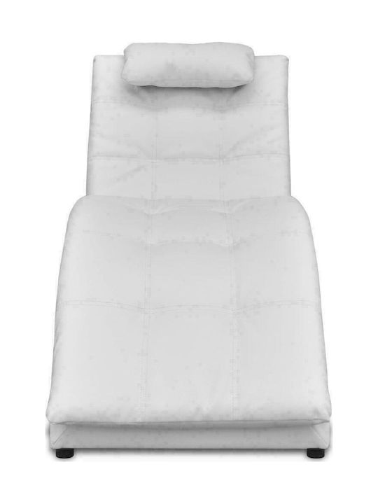 Recliner of Faux Leather White L150xW55xH72cm