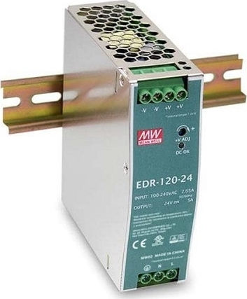 Mean Well Τροφοδοτικό Ράγας EDR120-24 με Έξοδο 24V και Ισχύ 120W 5A