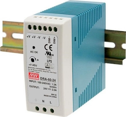 Mean Well DRA60-12 DIN Rail Power Supply 5A/12V/60W