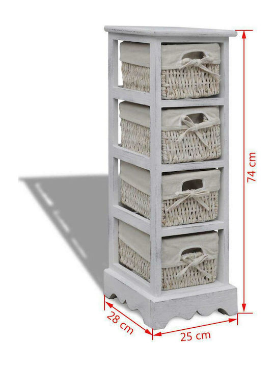 Drawers Storage Made of Wood & Fabric L25xW28xH74cm