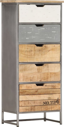 Drawers Storage Made of Metal & Wood with 5 Drawers Grey L45xW30xH105cm