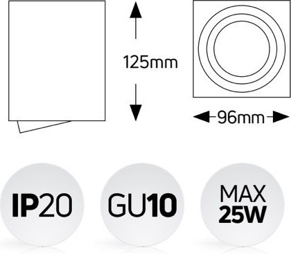 Geyer Einzel Spot mit Fassung GU10 in Schwarz Farbe