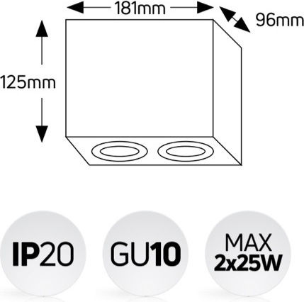 Geyer Doppel Spot mit Fassung GU10 in Schwarz Farbe
