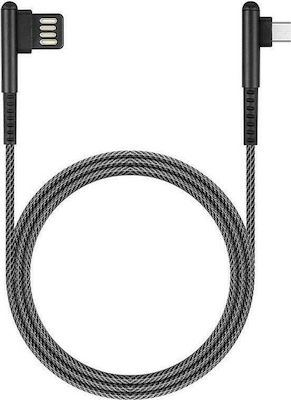 Rockrose Angle (90°) / Braided USB 2.0 to micro USB Cable Μαύρο 1m (RRCS04M)