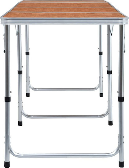 vidaXL Τραπέζι Αλουμινίου για Camping Πτυσσόμενο 240x60cm Καφέ