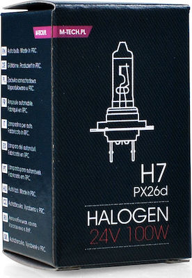 M-Tech Λάμπα Αυτοκινήτου & Μοτοσυκλέτας Standard Halogen H7 Αλογόνου 24V 100W 1τμχ