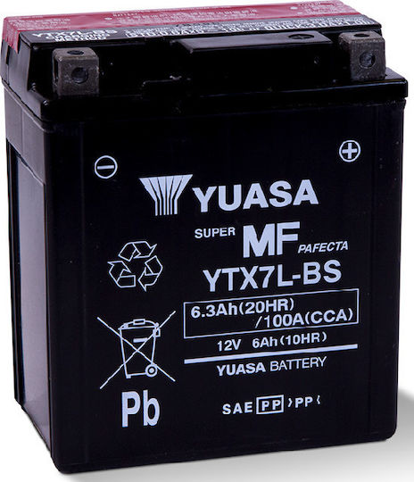 Yuasa Motorcycle Battery YTX7L-BS 100A with Capacity 6.3Ah