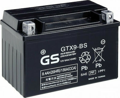 GS Μπαταρία Μοτοσυκλέτας YTX9-BS / GTX9-BS με Χωρητικότητα 8Ah