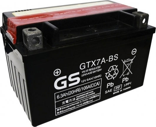 GS Μπαταρία Μοτοσυκλέτας GTX7A-BS / YTX7A-BS με Χωρητικότητα 6Ah