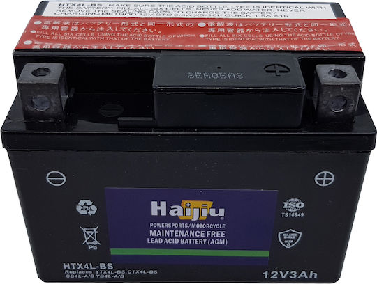 HaiJiu Inchis Baterie Motocicleta YTX4L-BS cu Capacitatea 3Ah