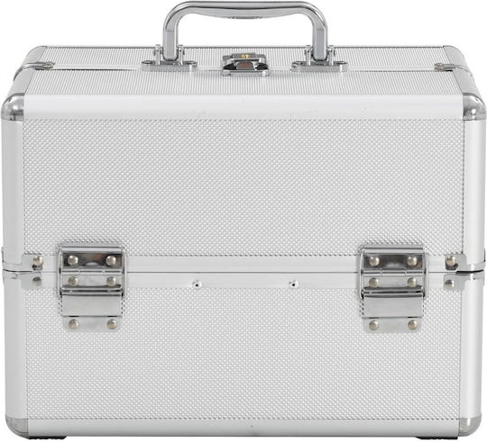 vidaXL Metallic Cosmetic Case White H21xW22xD30cm