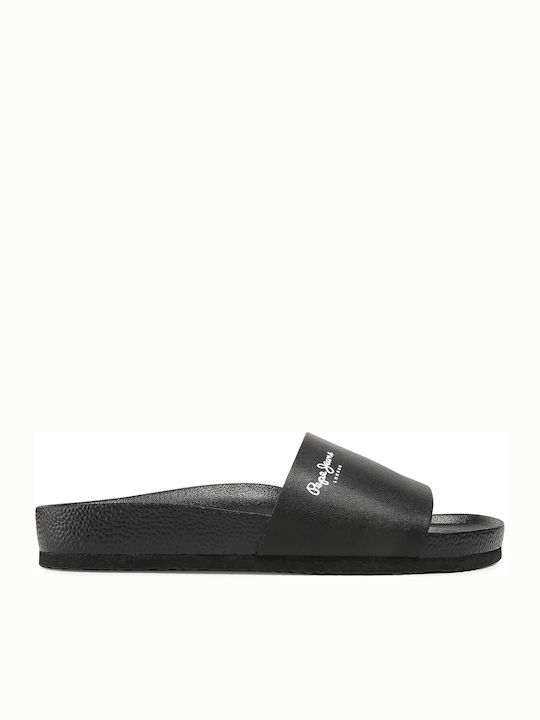 Pepe Jeans Bio Light Vamp Slides σε Μαύρο Χρώμα