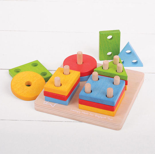 Big Jigs Παιχνίδι Ταξινόμησης Σχημάτων First Four Shape Sorter από Ξύλο για 12+ Μηνών